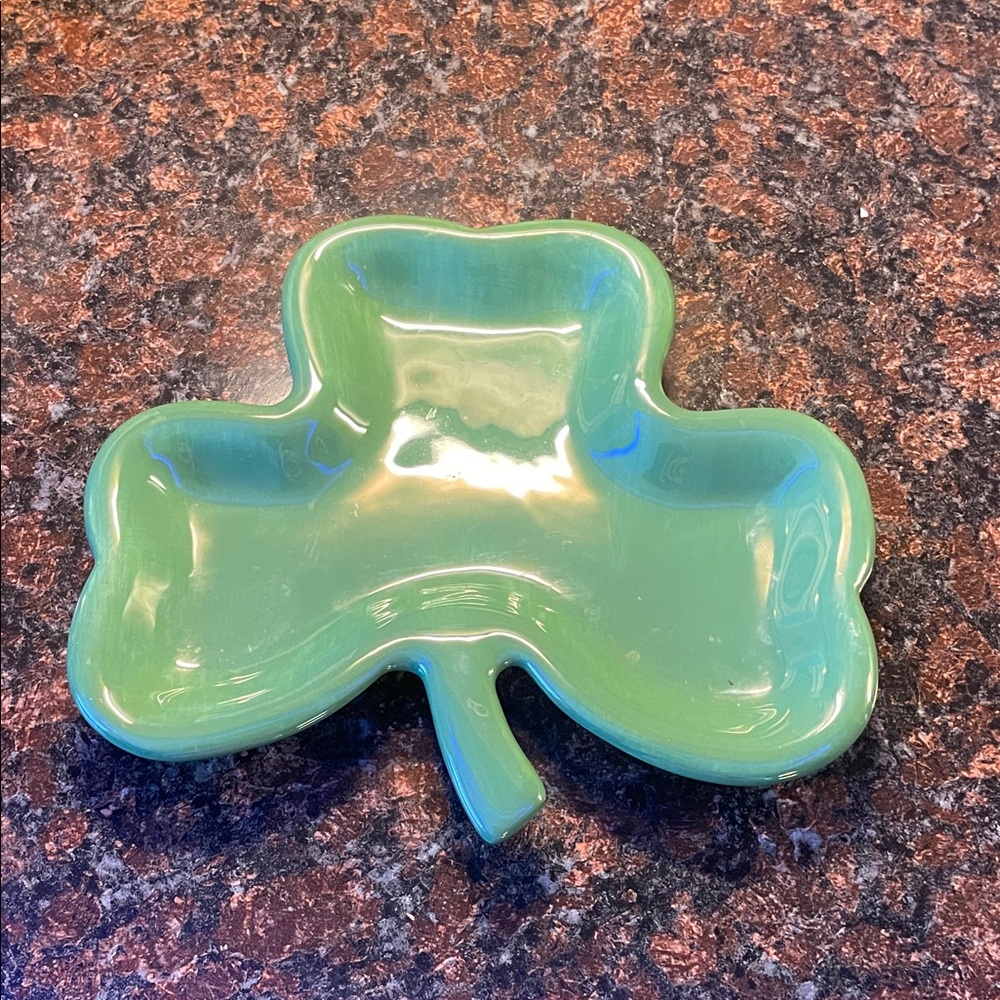 Green Shamrock Ceramic Dish